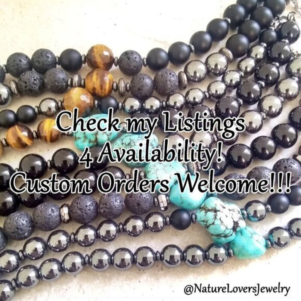 Sexy & Sleek! Men's Hematite + Black Stone Bracelet - Father's Day Gift for Him! - Picture 14 of 14